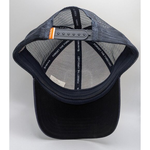 Simms Fishing Products Patch Trucker Mesh Snapback Cap Hat Navy Blue Red White - Picture 4 of 6